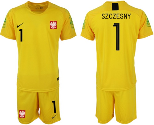 Poland #1 Szczesny Yellow Goalkeeper Soccer Country Jersey